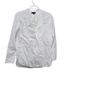 J.Crew White Cotton Bib Front Tunic Blouse Size 2 Long Sleeve